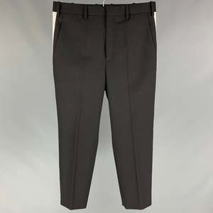 NEIL BARRETT Size 32 Black White Polyester Wool Dropped Crotch Fit Dress Pants